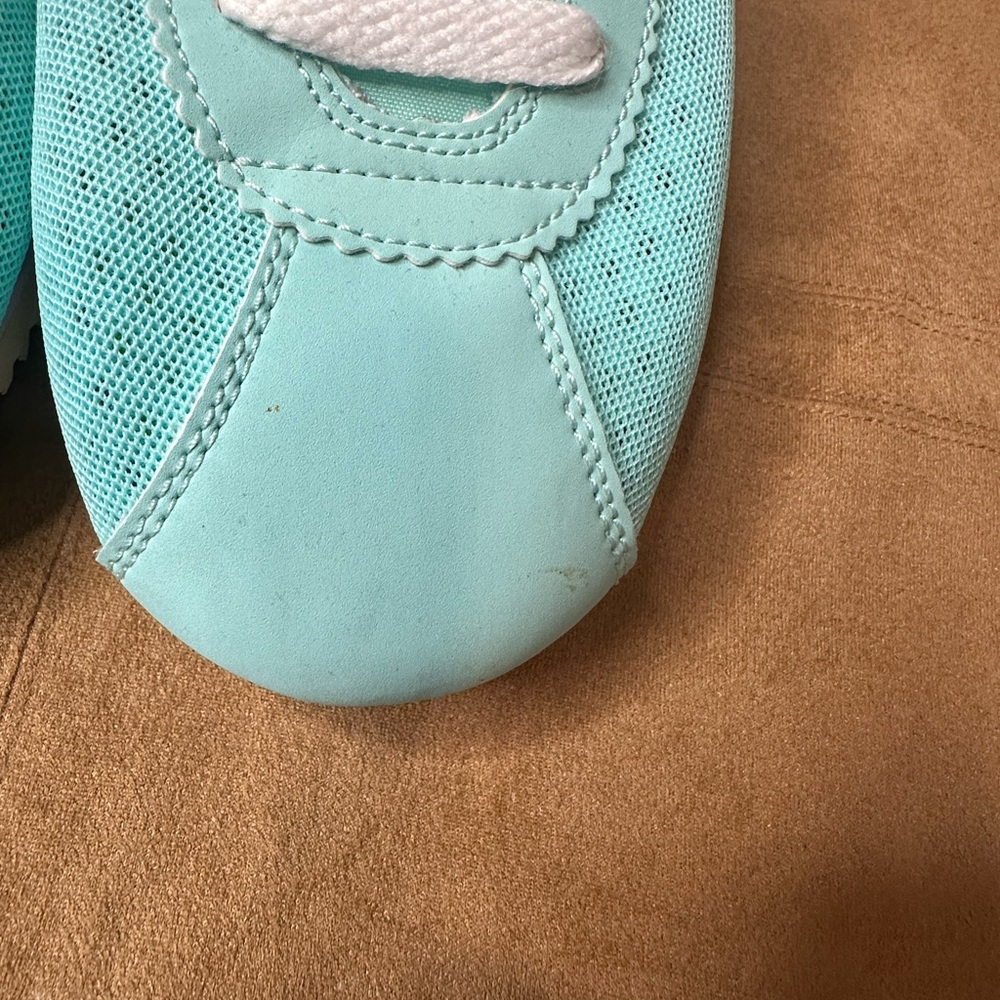 Nike Cortez SIZE 9* mesh* Good condition* aqua blue neon green/yellow - Picture 9 of 10